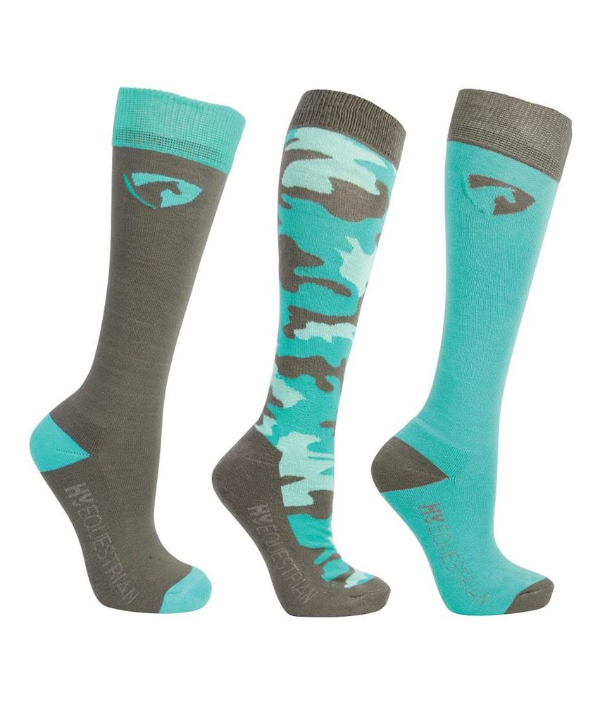 Hy Equestrian DynaForce Socks - Pack of 3 (Pacific/Grey)