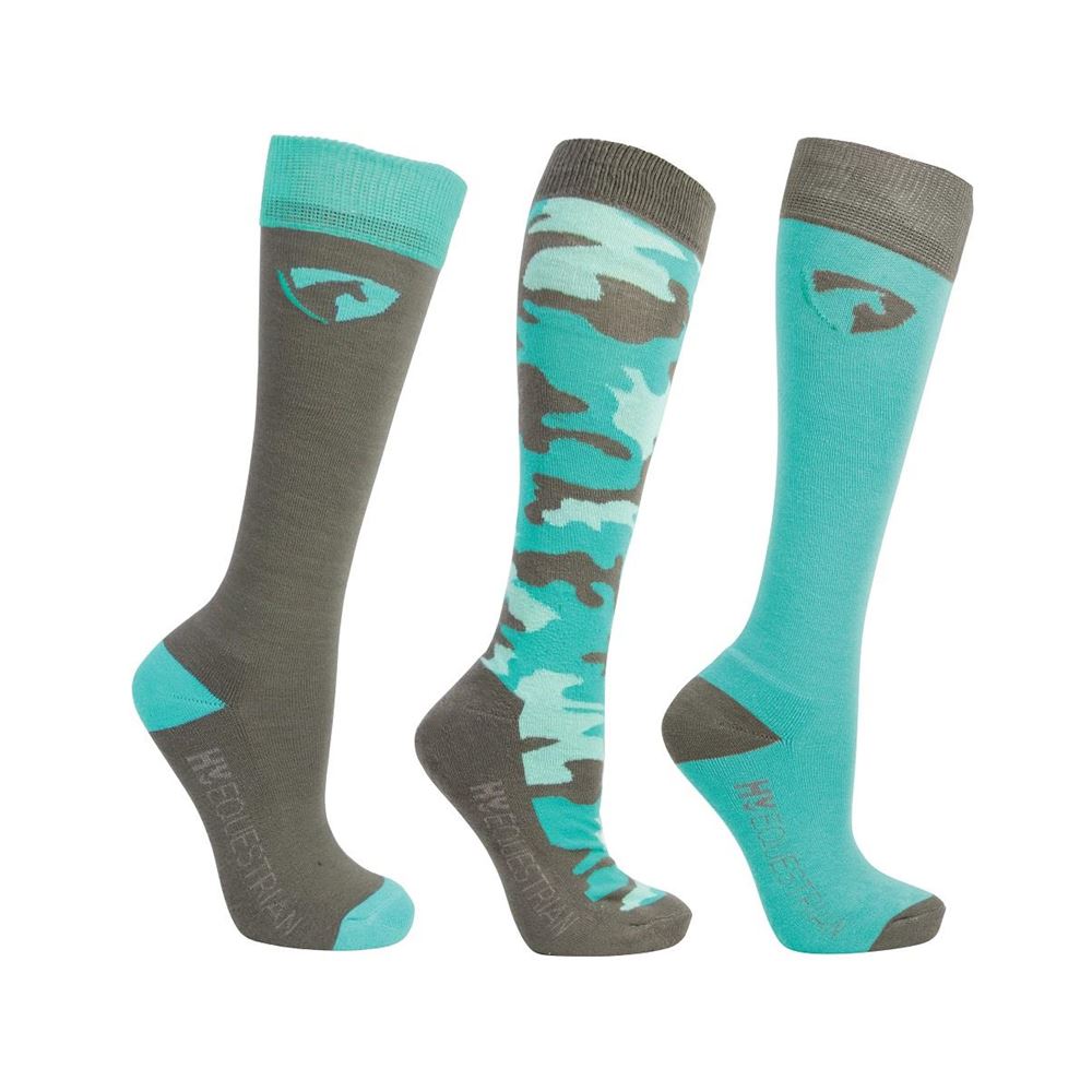 Hy Equestrian DynaForce Socks - Pack of 3 (Pacific/Grey)
