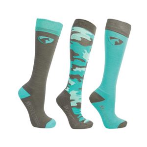 Hy Equestrian DynaForce Socks - Pack of 3 (Pacific/Grey)