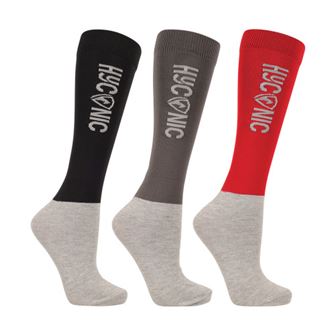 HyCONIC by Hy Equestrian Adults Socks - Pack of 3 (Red/Black)