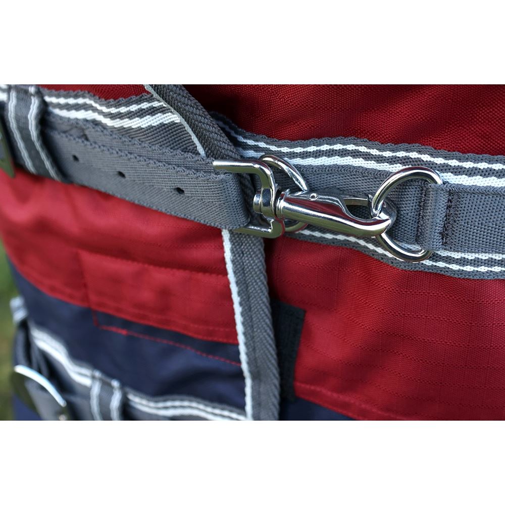 Hy Equestrian StormX Empra 200g Turnout Rug with Detachable Neck (Navy/Burgundy)