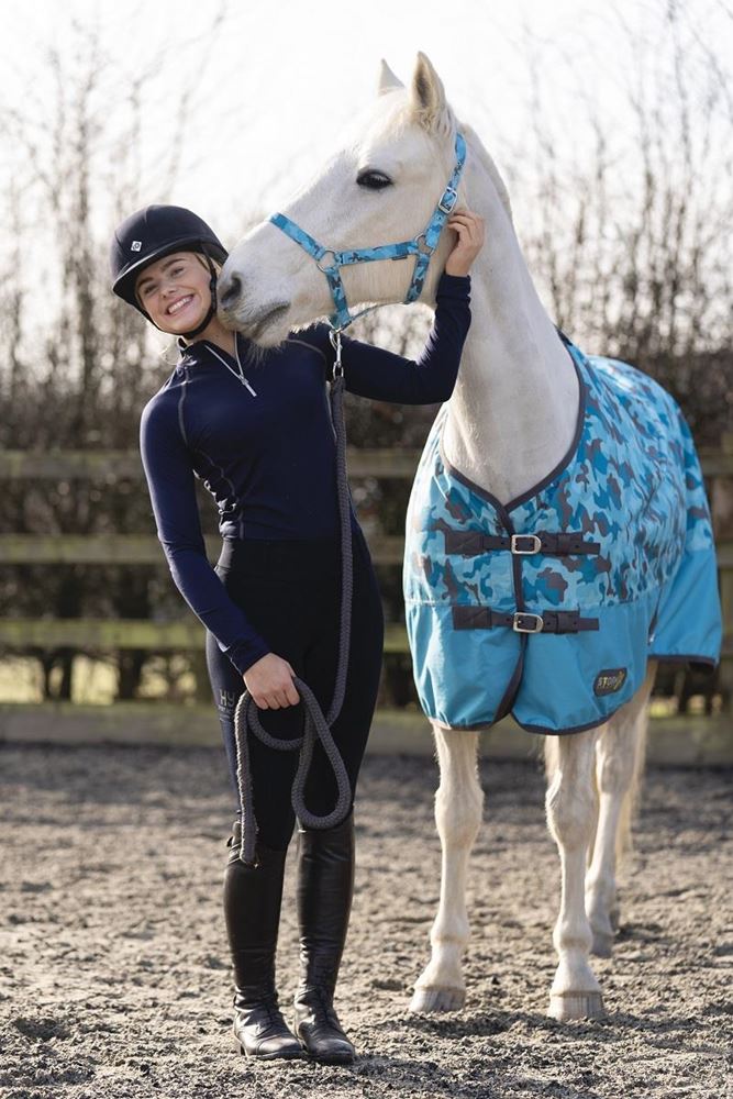 Hy Equestrian DynaForce Head Collar & Lead Rope (Pacific/Grey)