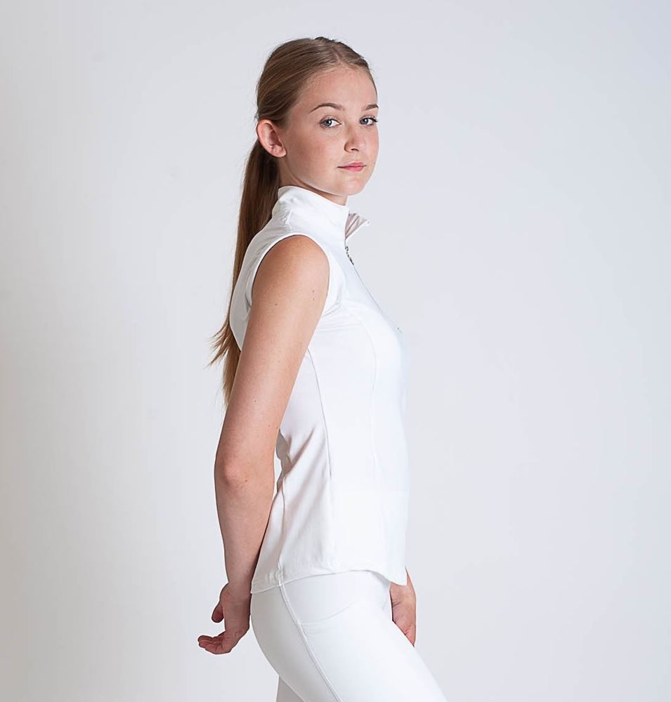 Gallop Sleeveless Zipped Neck Base-Layer (White)