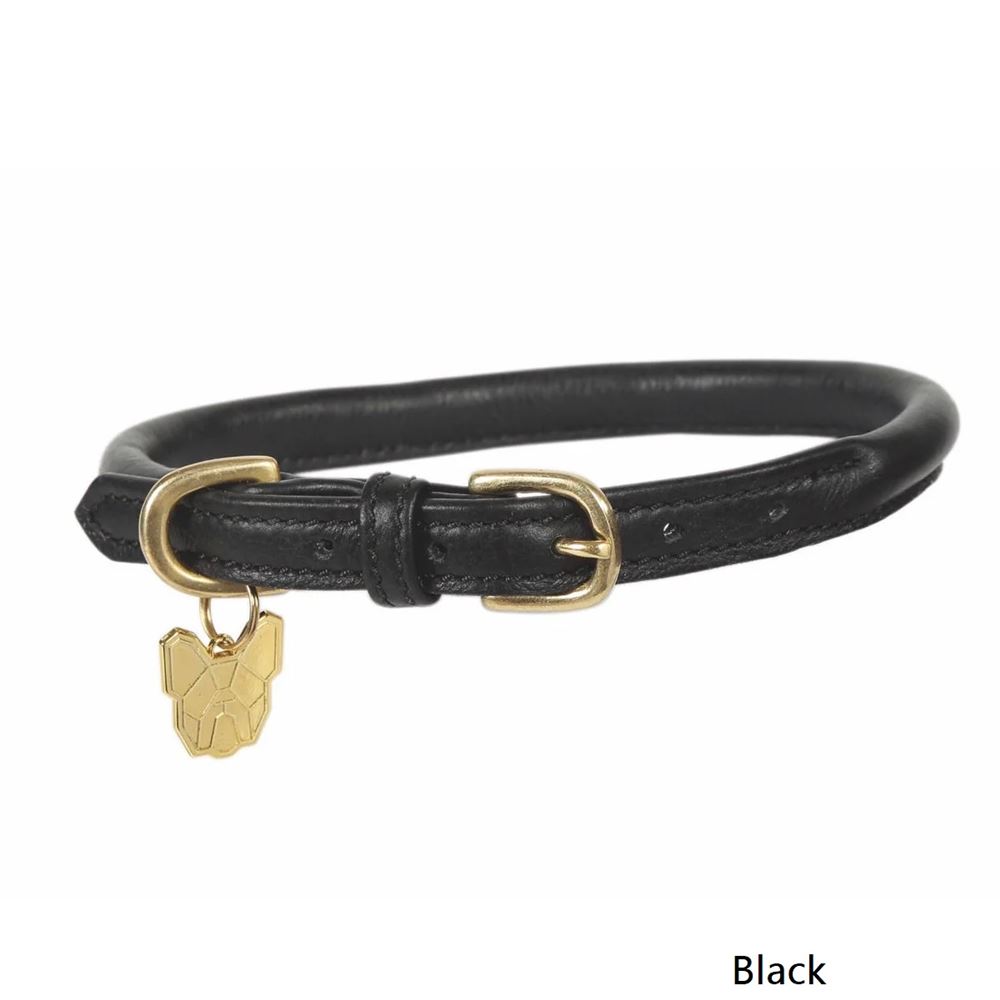 Shires Digby & Fox Rolled Leather Dog Collar (L - XXL)