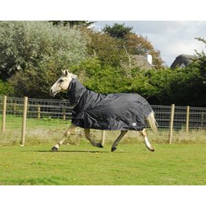Rhinegold Elite Montpelier Full Neck Combo Outdoor Rug - 100g (Black/White Check)