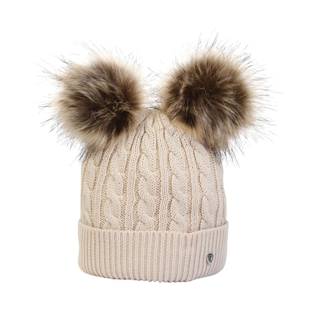 Hy Equestrian Morzine Children's Bobble Hat (Beige)