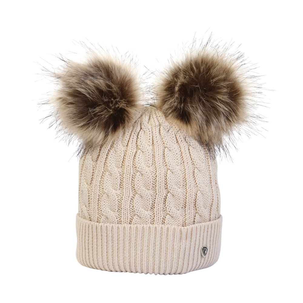 Hy Equestrian Morzine Children's Bobble Hat (Beige)