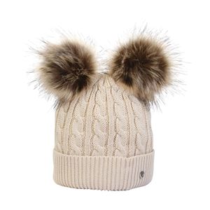 Hy Equestrian Morzine Children's Bobble Hat (Beige)