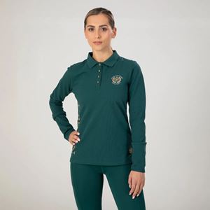Shires Aubrion Team Ladies Long Sleeve Polo Shirt (Green)