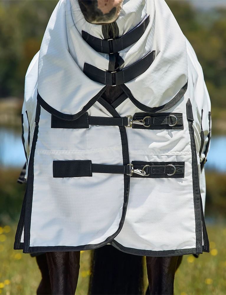 Weatherbeeta ComFiTec Sweet Itch Shield Fly Sheet Combo (White/Charcoal)