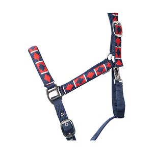 Hy Equestrian Woven Polo Head Collar and Lead Rope (Navy/Red)