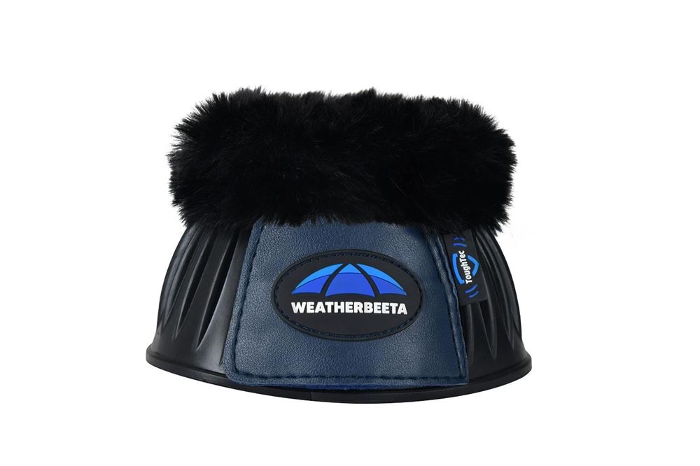 Weatherbeeta Tough-Tec Prime Fleece Trim Rubber Bell Boots (Black/Navy)