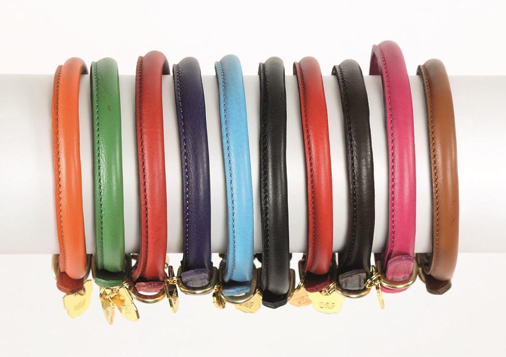 Shires Digby & Fox Rolled Leather Dog Collar, XL to XXL