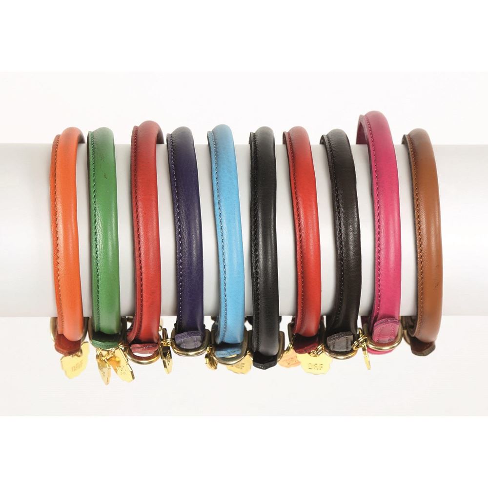 Shires Digby & Fox Rolled Leather Dog Collar, XL to XXL