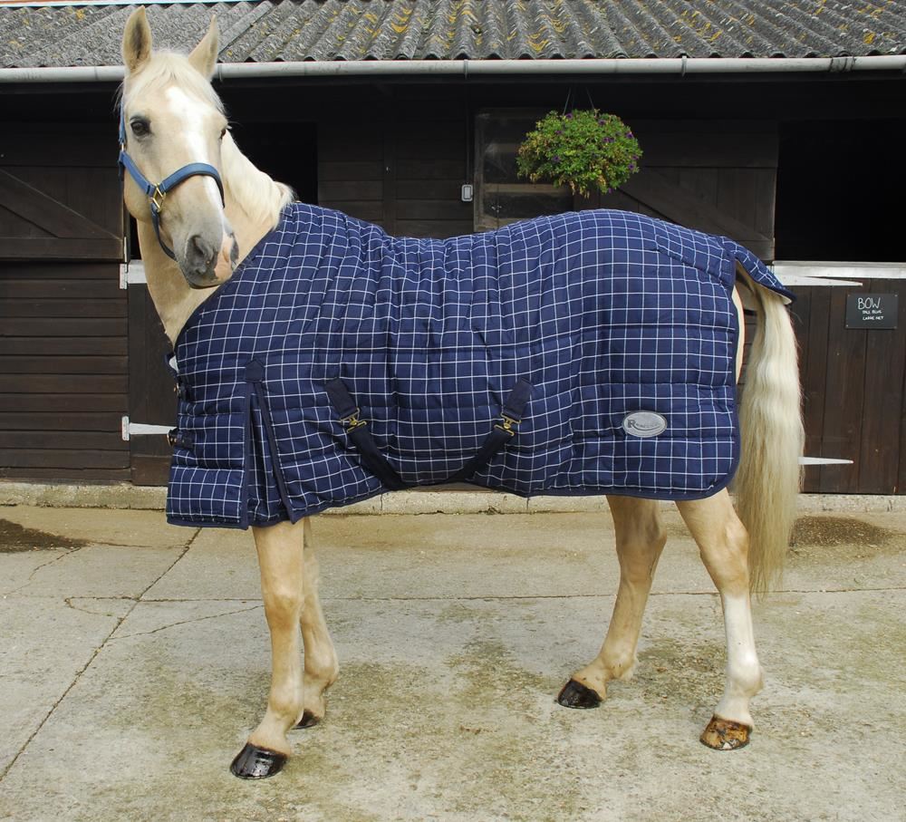 Rhinegold Denver Medium/Lightweight Stable Quilted Rug - 200g (Navy/White)
