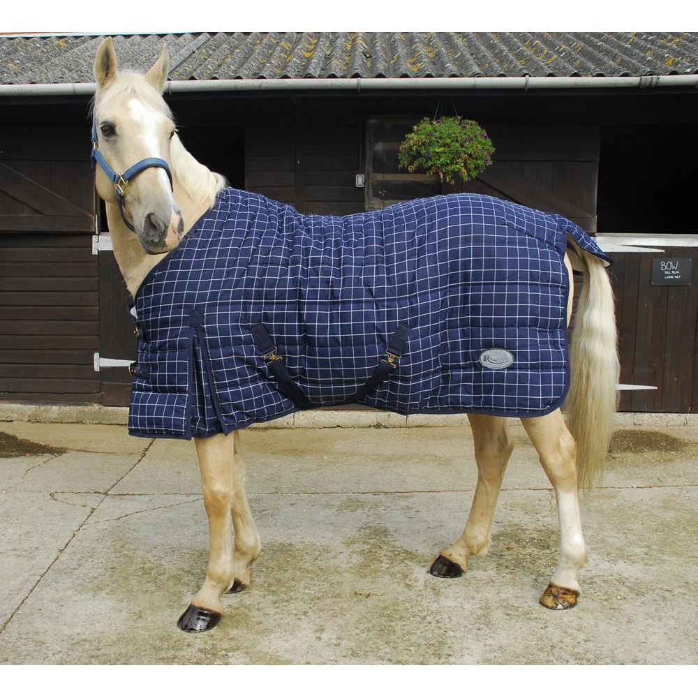 Rhinegold Denver Medium/Lightweight Stable Quilted Rug - 200g (Navy/White)