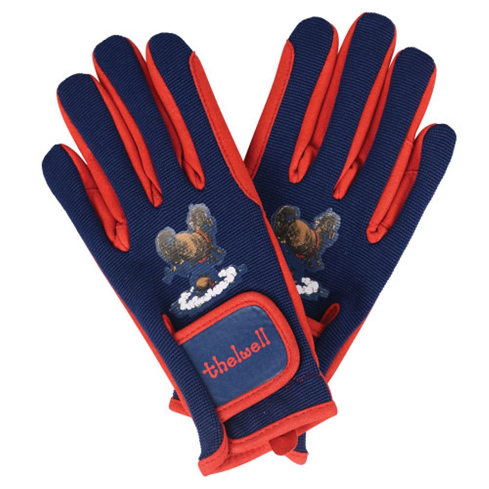Hy Equestrian Thelwell Collection Practice Makes Perfect Children's Riding Gloves (Navy/Red)