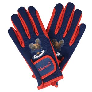 Hy Equestrian Thelwell Collection Practice Makes Perfect Children's Riding Gloves (Navy/Red)