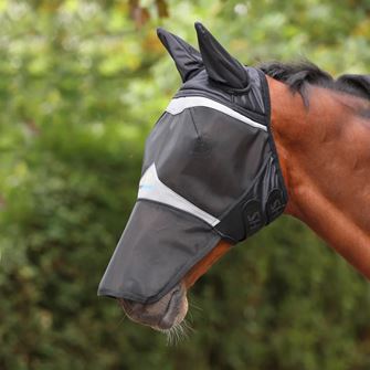 Shires FlyGuard Pro Fine Mesh Fly Mask with Ears & Square Nose (Jet)