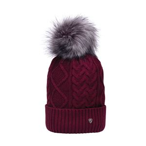 Hy Equestrian Vanoise Knitted Bobble Hat (Maroon Red)