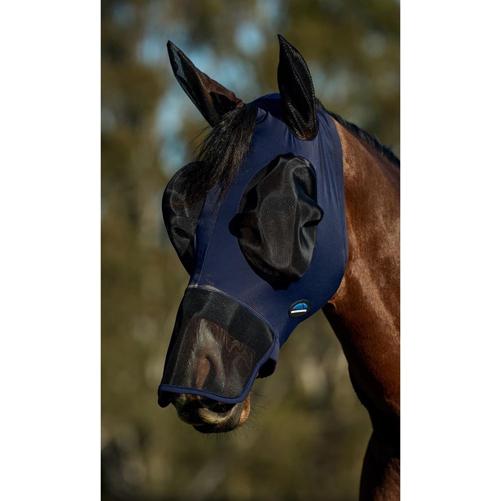Weatherbeeta Comfitec Luxe Stretch Fly Mask with Ears & Nose (Navy/Black)
