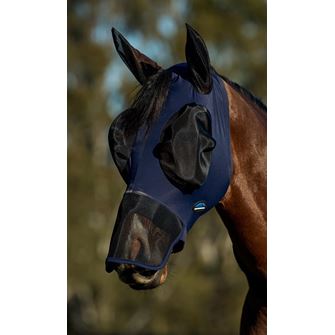 Weatherbeeta Comfitec Luxe Stretch Fly Mask with Ears & Nose (Navy/Black)
