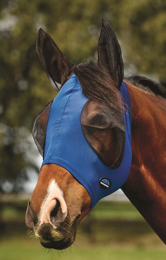 Weatherbeeta Comfitec Deluxe Stretch Fly Mask with Ears (Cobalt/Black)