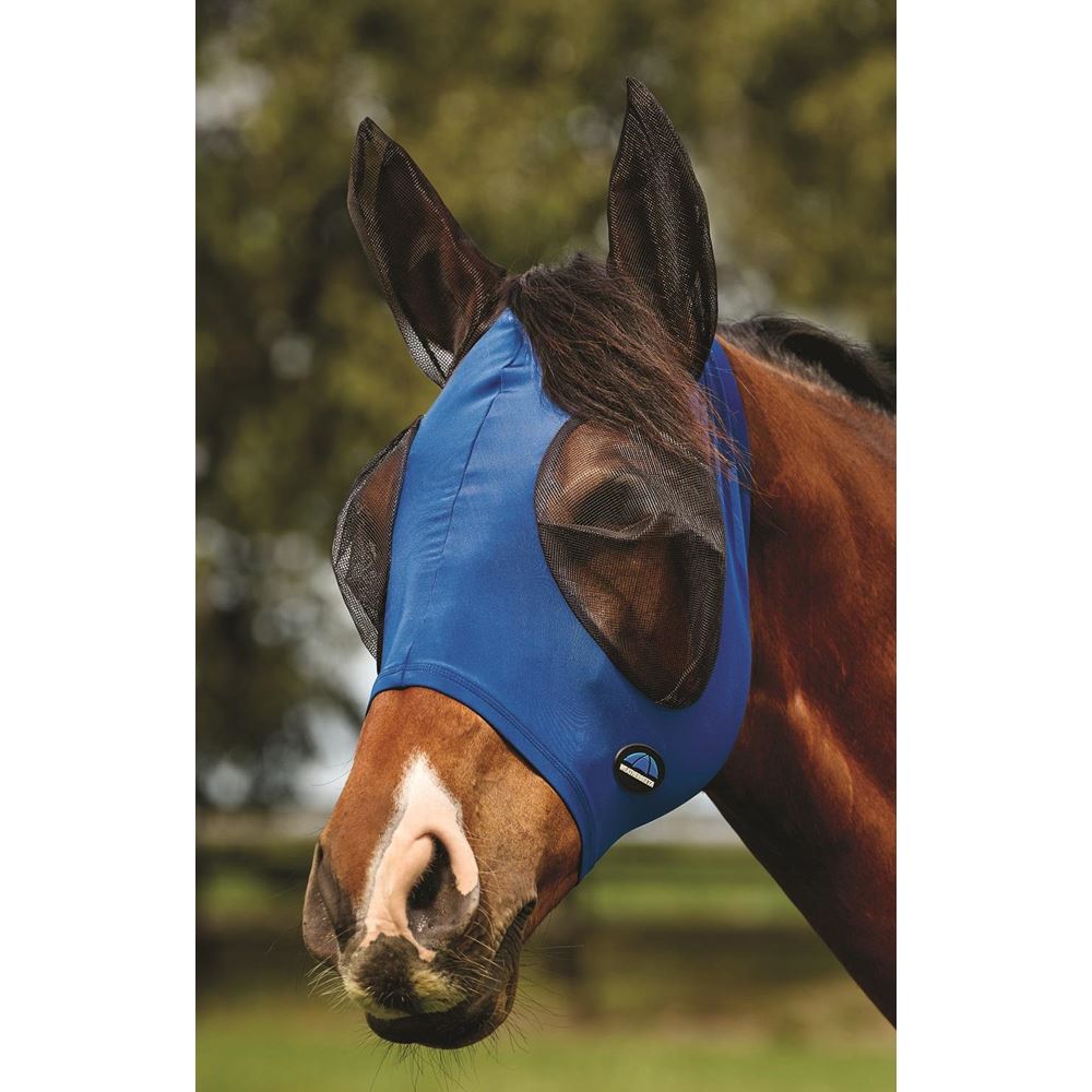 Weatherbeeta Comfitec Deluxe Stretch Fly Mask with Ears (Cobalt/Black)