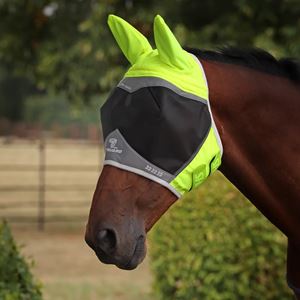 Shires FlyGuard Pro Hi-Viz Fine Mesh Fly Mask with Ears (Yellow)