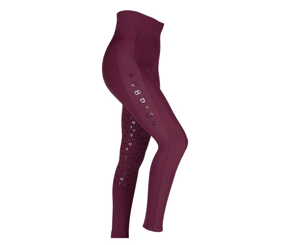 Shires Aubrion Eltar Ladies Riding Tights (Black Cherry)