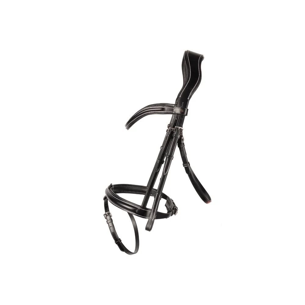 ProPresicce Pelle Raised Flash Leather Bridle by Hy Equestrian (Black with Silver Hardware)