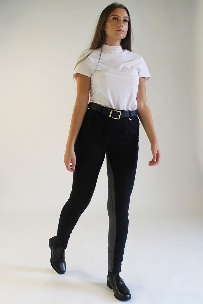 Gallop Ladies Two Tone Jodhpurs (Black/Grey)