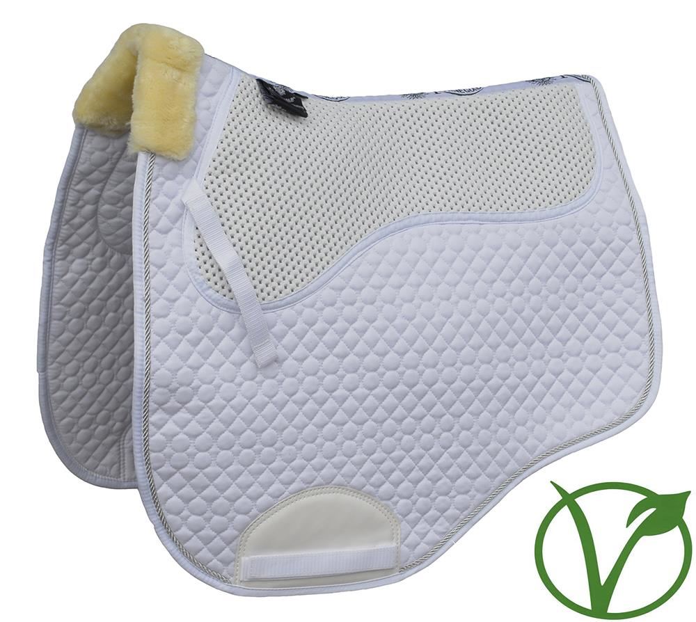 Rhinegold Non-Slip Gel Straighter Cut Saddle Cloth with Luxe Fur (White)