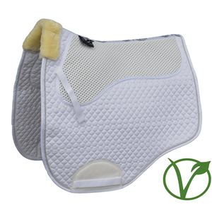 Rhinegold Non-Slip Gel Straighter Cut Saddle Cloth with Luxe Fur (White)
