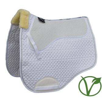 Rhinegold Non-Slip Gel Straighter Cut Saddle Cloth with Luxe Fur (White)
