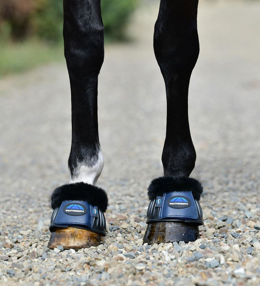 Weatherbeeta Tough-Tec Prime Fleece Trim Rubber Bell Boots (Black/Navy)