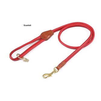 Shires Digby & Fox Rolled Leather Dog Lead (Scarlett)