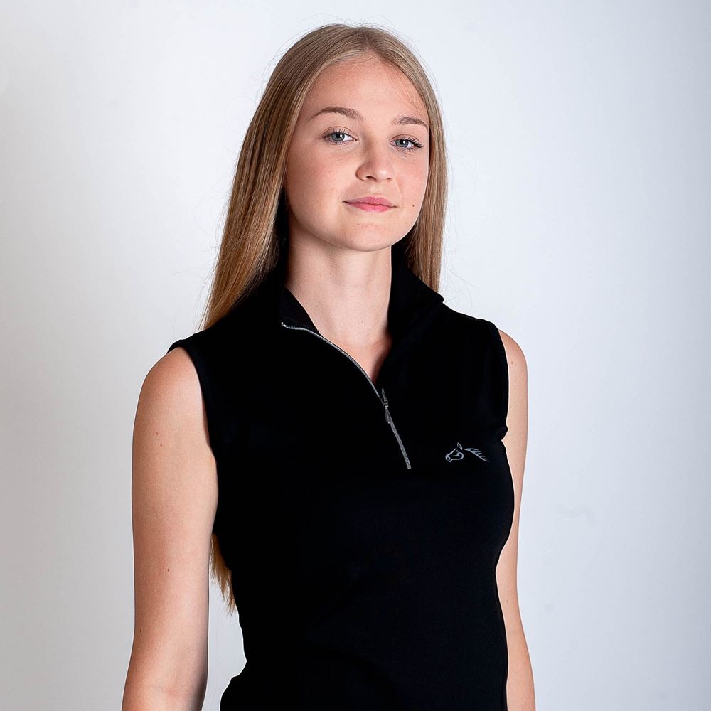 Gallop Sleeveless Zipped Neck Base-Layer (Black)