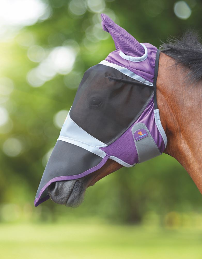 Shires Deluxe Fly Mask with Ears & Nose (Purple)