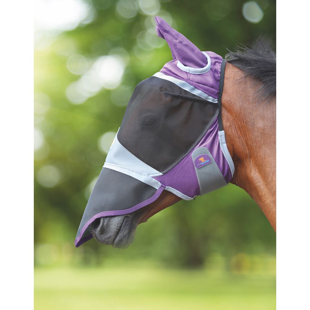 Shires Deluxe Fly Mask with Ears & Nose (Purple)