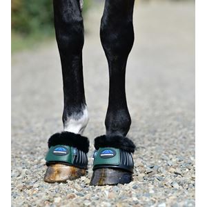 Weatherbeeta Tough-Tec Prime Fleece Trim Rubber Bell Boots (Black/Forest Green)