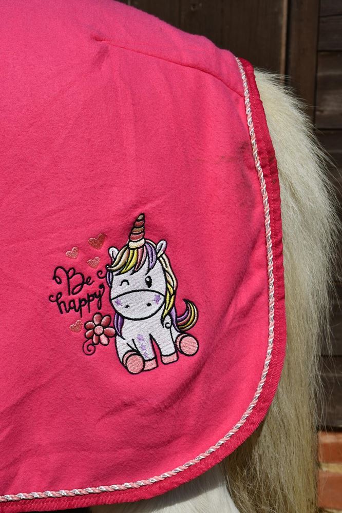 Rhinegold Unicorn Mini Embroidered Fleece Rug (Pink)