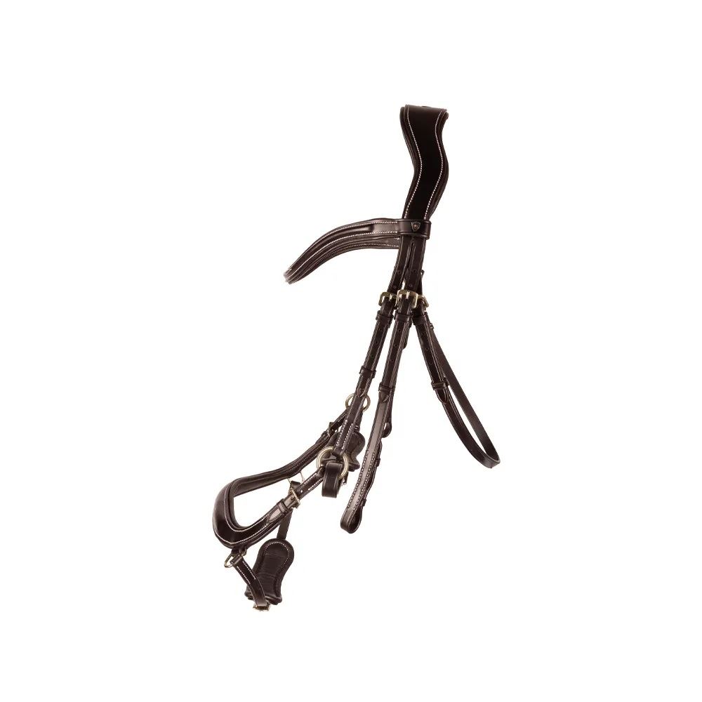 ProPresicce Pelle Drop Leather Bridle by Hy Equestrian (Brown with Brass Hardware)