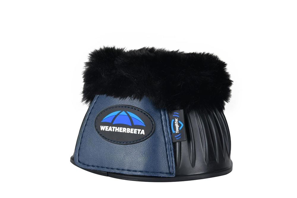 Weatherbeeta Tough-Tec Prime Fleece Trim Rubber Bell Boots (Black/Navy)