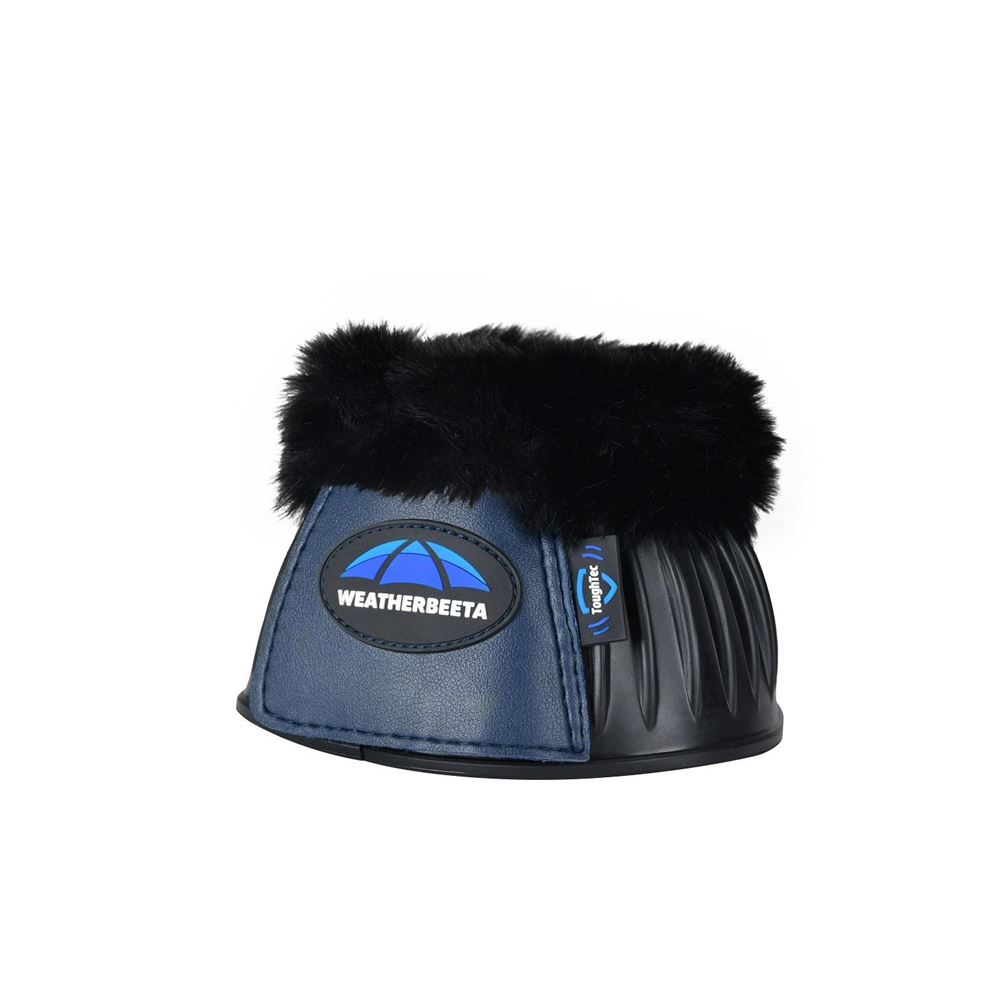 Weatherbeeta Tough-Tec Prime Fleece Trim Rubber Bell Boots (Black/Navy)