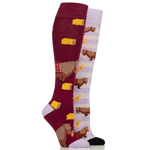 Wild Feet Ladies 2 Pack of Knee High Socks - Snacky Pony