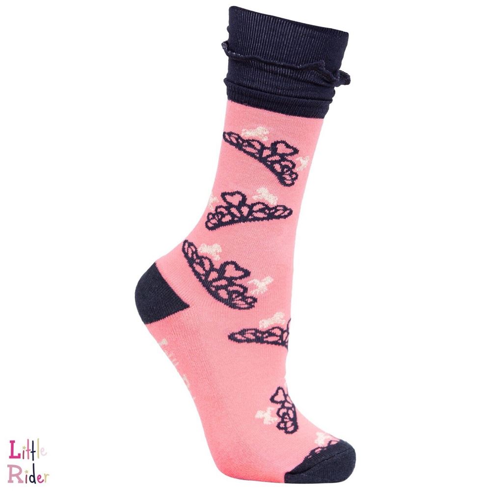 The Princess and the Pony Socks by Little Rider (Pack of 3) - Navy/Peach