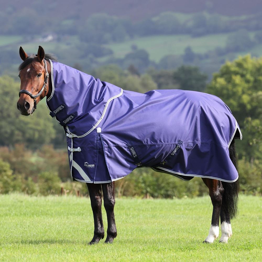 Shires Highlander Original Lite Turnout Rug & Neck Set (Navy)