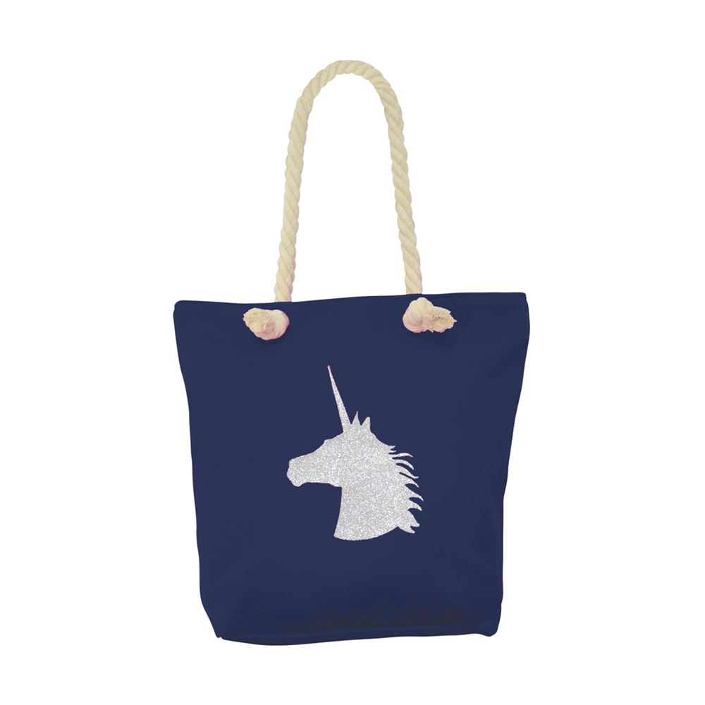 HyFASHION Unicorn Glitter Tote Bag (Navy)