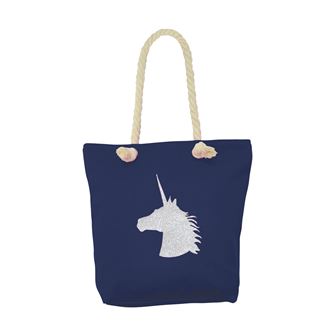 Hy Equestrian Unicorn Glitter Tote Bag (Navy)